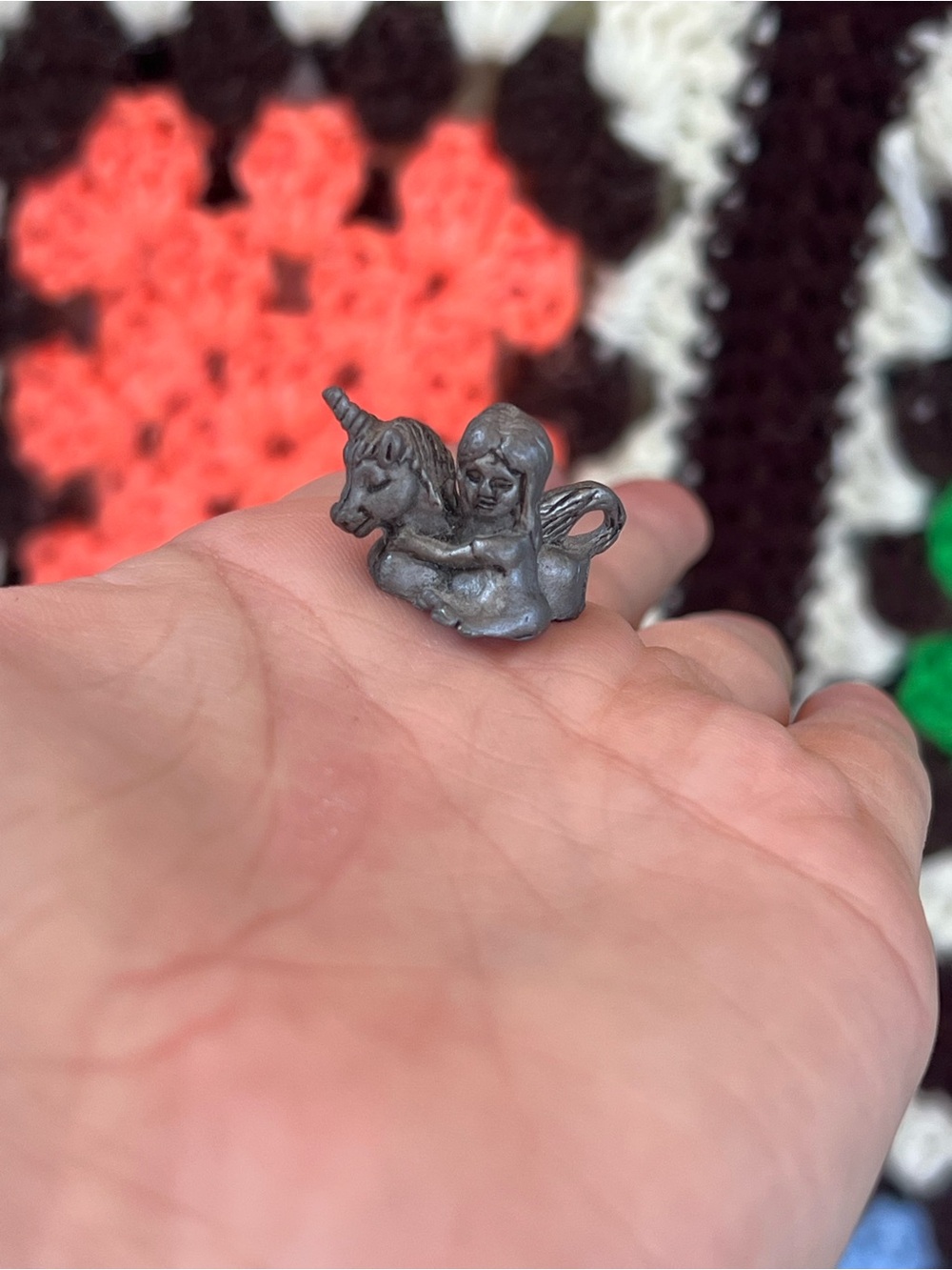 Vintage Pewter Fairy Hugging Unicorn Miniature Figurine Fantasy Collectible